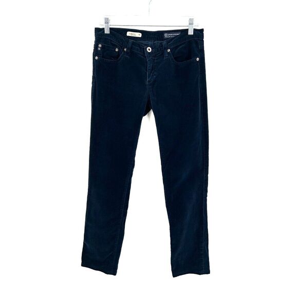 AG ADRIANO GOLDSCHMIED Navy Blue Corduroy The Stevie Slim Straight Pants Size 27 - Picture 1 of 8